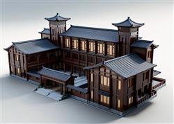 中式建筑别墅SU模型