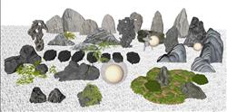景观石头集合SU模型(ID101935)