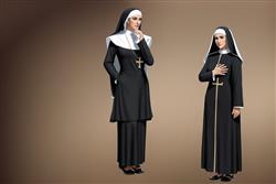 教堂牧师修女人物SU模型(ID104148)