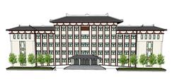 中式行政办公楼SU模型(ID104175)