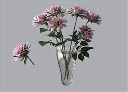 粉玫瑰花瓶SU模型(ID104231)