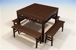中式八仙桌餐桌SU模型