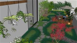 屋顶花园景观植物SU模型
