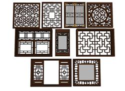 中式窗古窗古代窗SU模型