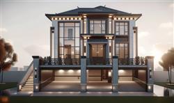 新中式别墅SU免费模型