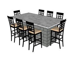 石桌餐桌椅SU模型