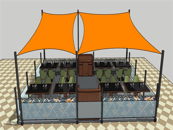 餐厅膜结构遮阳SU模型