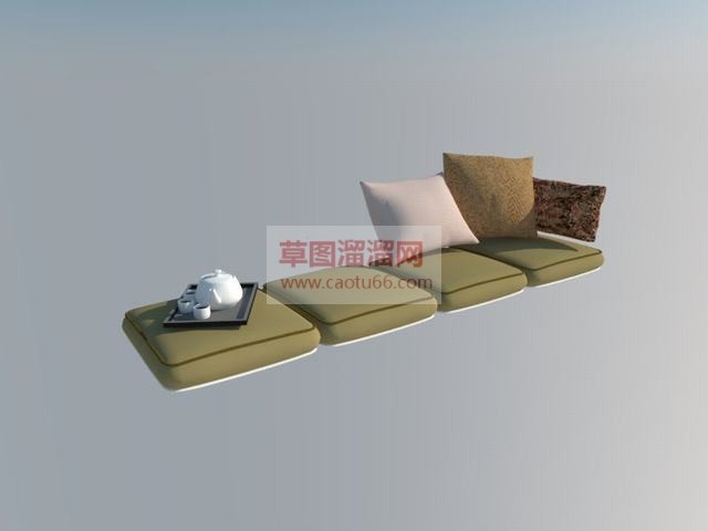 飘窗垫茶具抱枕SU模型分享作者是【菠萝你个番茄】