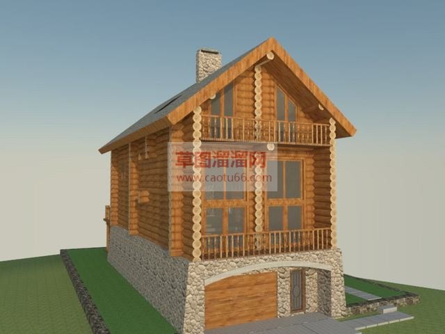 两层的木屋房SU模型分享作者是【隔叶听风】