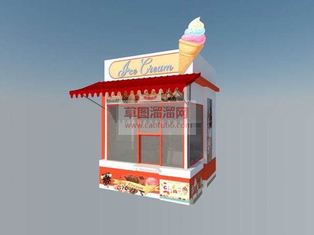 冰淇淋贩卖亭SU模型分享作者是【一生追求】