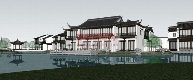 中式园林古建筑的su模型免费下载 skp模型图片2 免费模型库