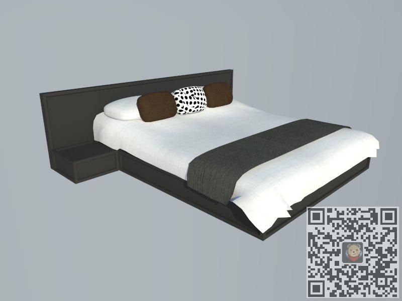双人床床铺家具SU模型分享作者是【淡淡的味道】