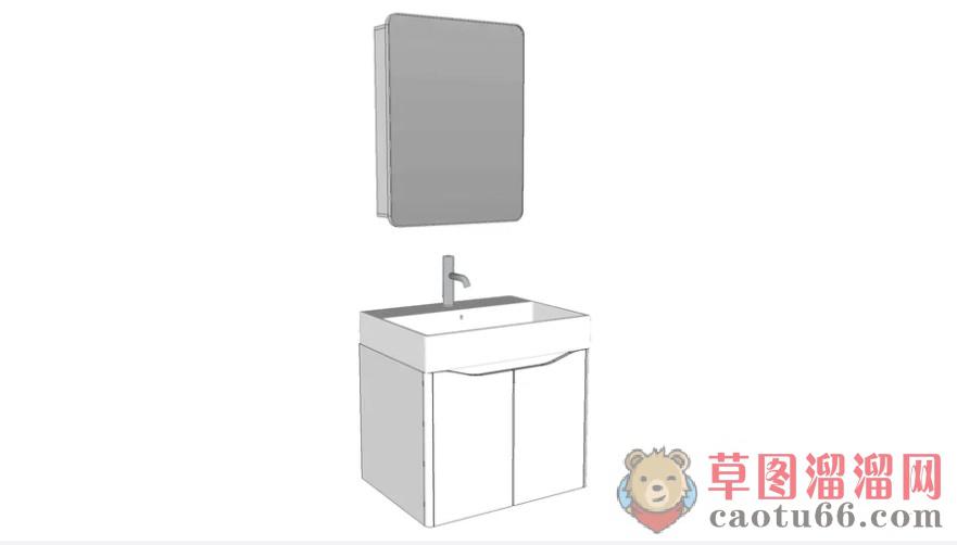简单浴室柜镜子SU模型分享作者是【我江西的。我改】