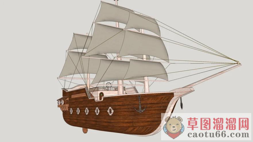 海盗船摆件SU模型分享作者是【山东碌碌无为画】
