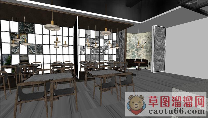 日式风格茶餐厅SU模型上传日期是2020-05-05