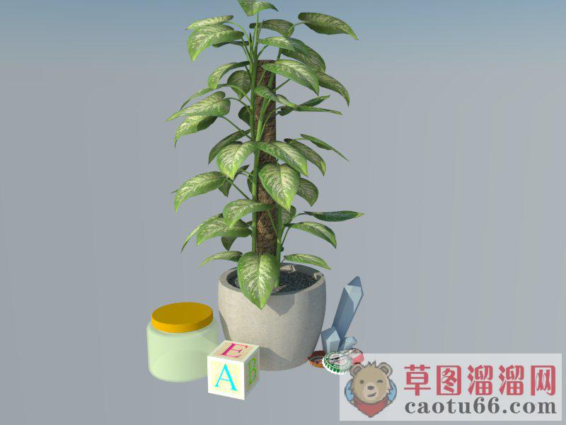 花盆盆栽植物SU模型分享作者是【ZG】