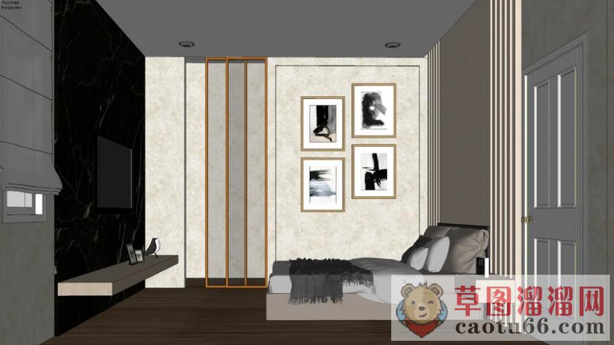 现代卧室房间SU模型分享作者是【???丶狗嗝妞~】