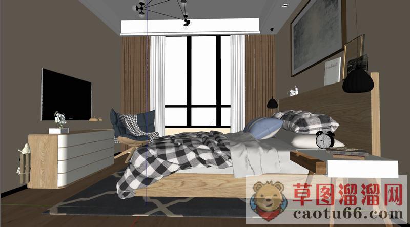 卧室房间简约SU模型上传日期是2020-05-27
