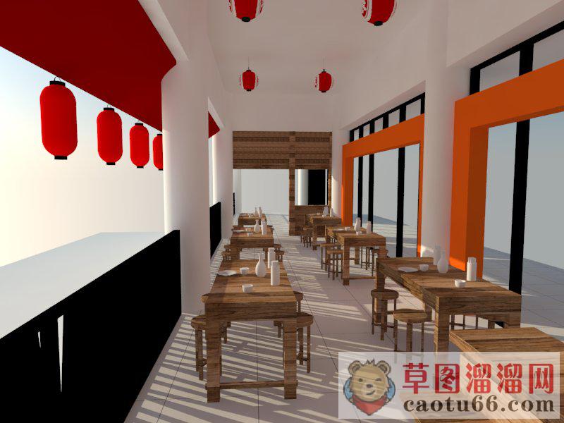 日式餐饮店饮食店SU模型上传日期是2020-05-28