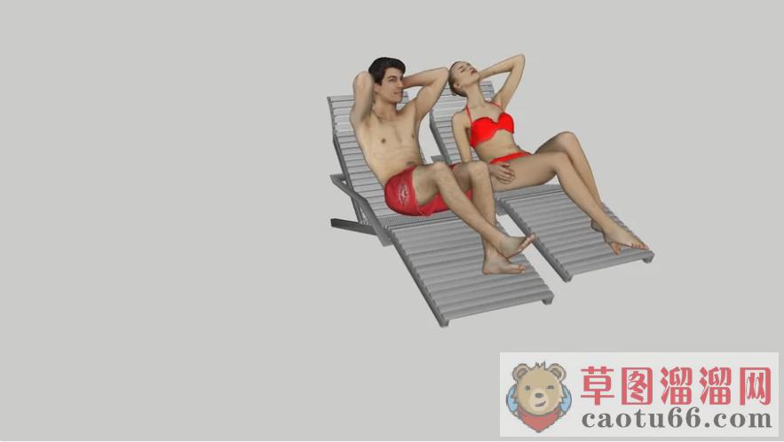 沙滩躺椅情侣SU模型分享作者是【De Ja Vu 】