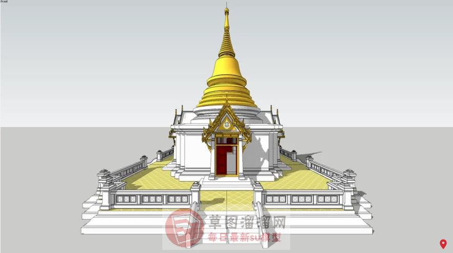 泰国寺庙建筑SU模型分享作者是【——。晚唱】