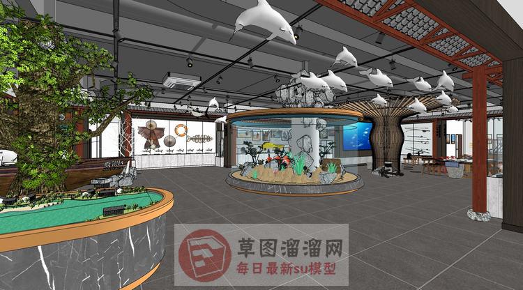 鱼主题餐厅饭店SU模型上传日期是2020-06-16