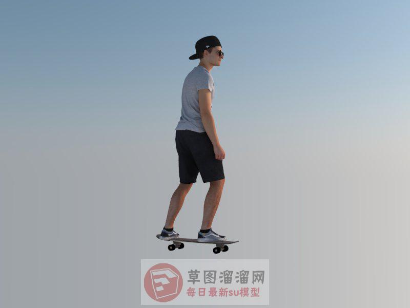 3D滑板男人SU模型分享作者是【太黑i】