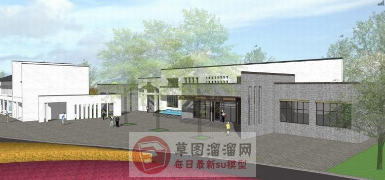 新中式农村建筑SU模型文件大小是31M