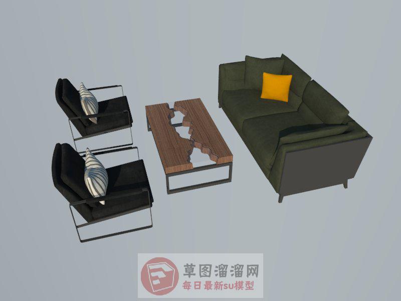 现代沙发茶几SU模型分享作者是【室内设计师彭先】