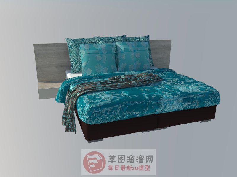 双人床床铺家具SU模型分享作者是【哔哔叭叭?】