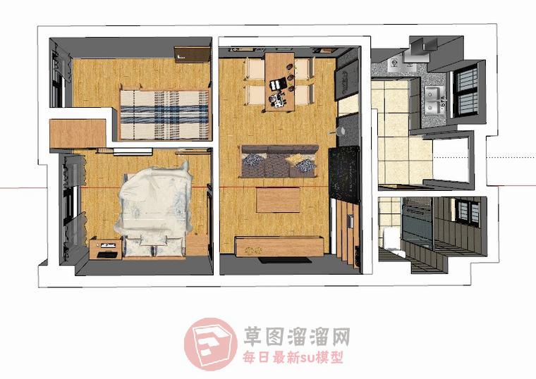 日式公寓室内SU模型分享作者是【奋/aiq/dream/斗】