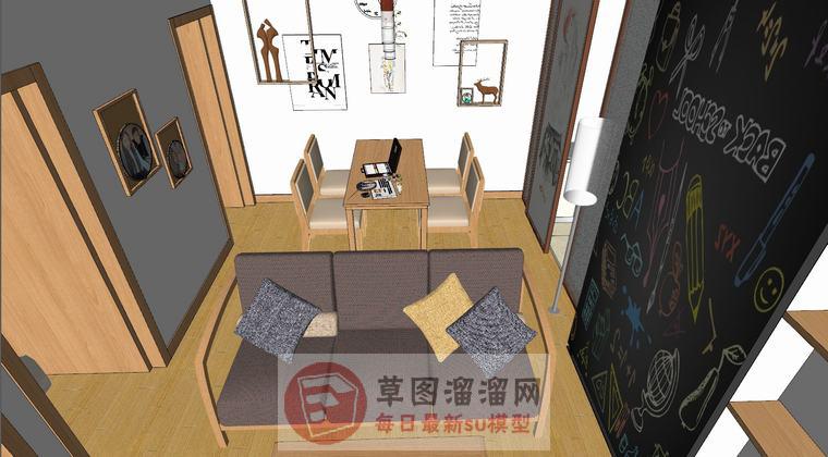日式公寓室内SU模型上传日期是2020-07-22