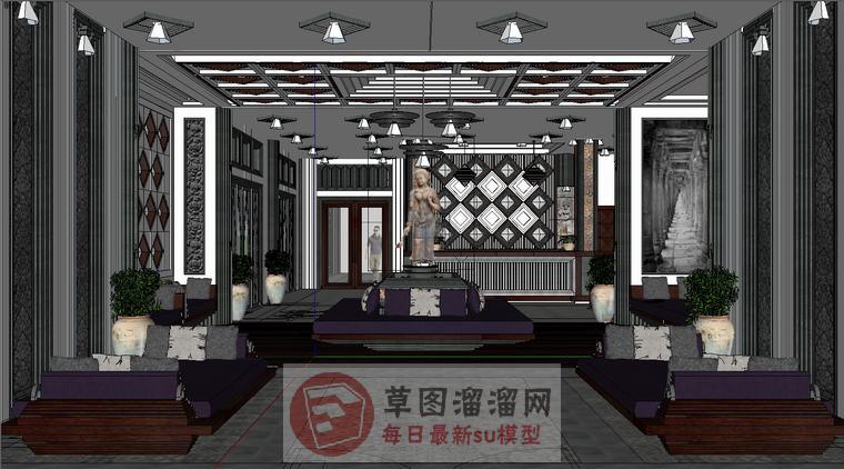 酒店大堂su空间模型 SU模型图片3 草图大师官网
