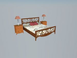 欧式简易木床铺床头柜SU模型