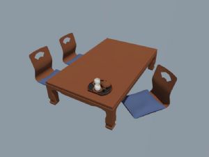 日式家具茶几座椅SU模型