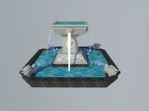 中式大型龙头喷泉SU模型