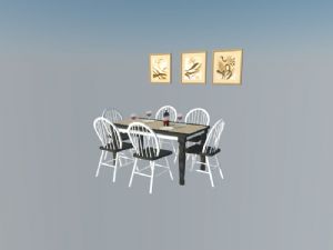 餐桌椅照片墙相框SU模型