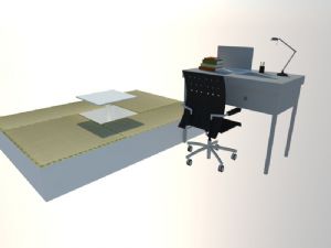榻榻米书桌电脑桌椅SU模型