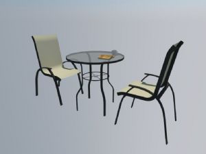 玻璃桌圆桌椅咖啡桌椅SU模型
