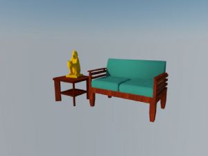 金猴子工艺品木沙发SU模型