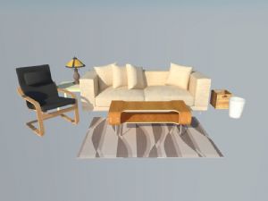 沙发扶手椅垃圾篓SU模型