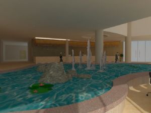 酒店休息区水池SU模型
