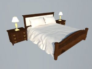 家具双人床床铺SU模型