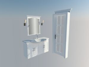室内门卫生间门浴室柜SU模型