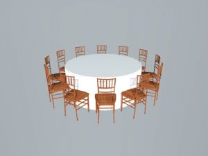 木椅子大圆桌SU模型