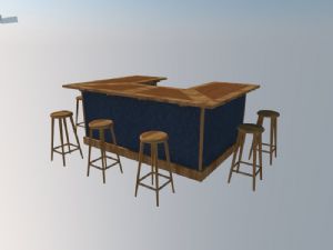 木制吧台桌吧台椅吧台凳SU模型