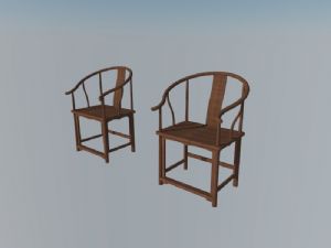 中式扶手椅椅子SU模型