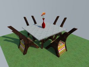 餐桌椅花瓶SU模型