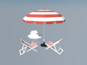 太阳伞遮阳伞躺椅SU模型