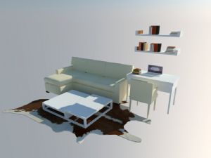 L型沙发短沙发SU模型